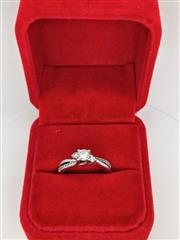 Lady's Diamond Solitaire Ring 17 Diamonds .53 Carat T.W. 14K White Gold 3.95g